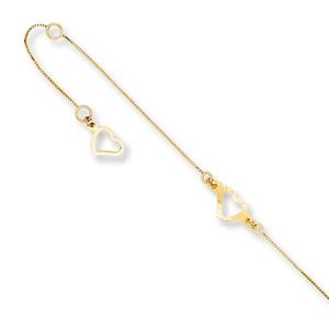 Kay Jewelers 14K Gold Ankle with Diamond-Cut Hearts